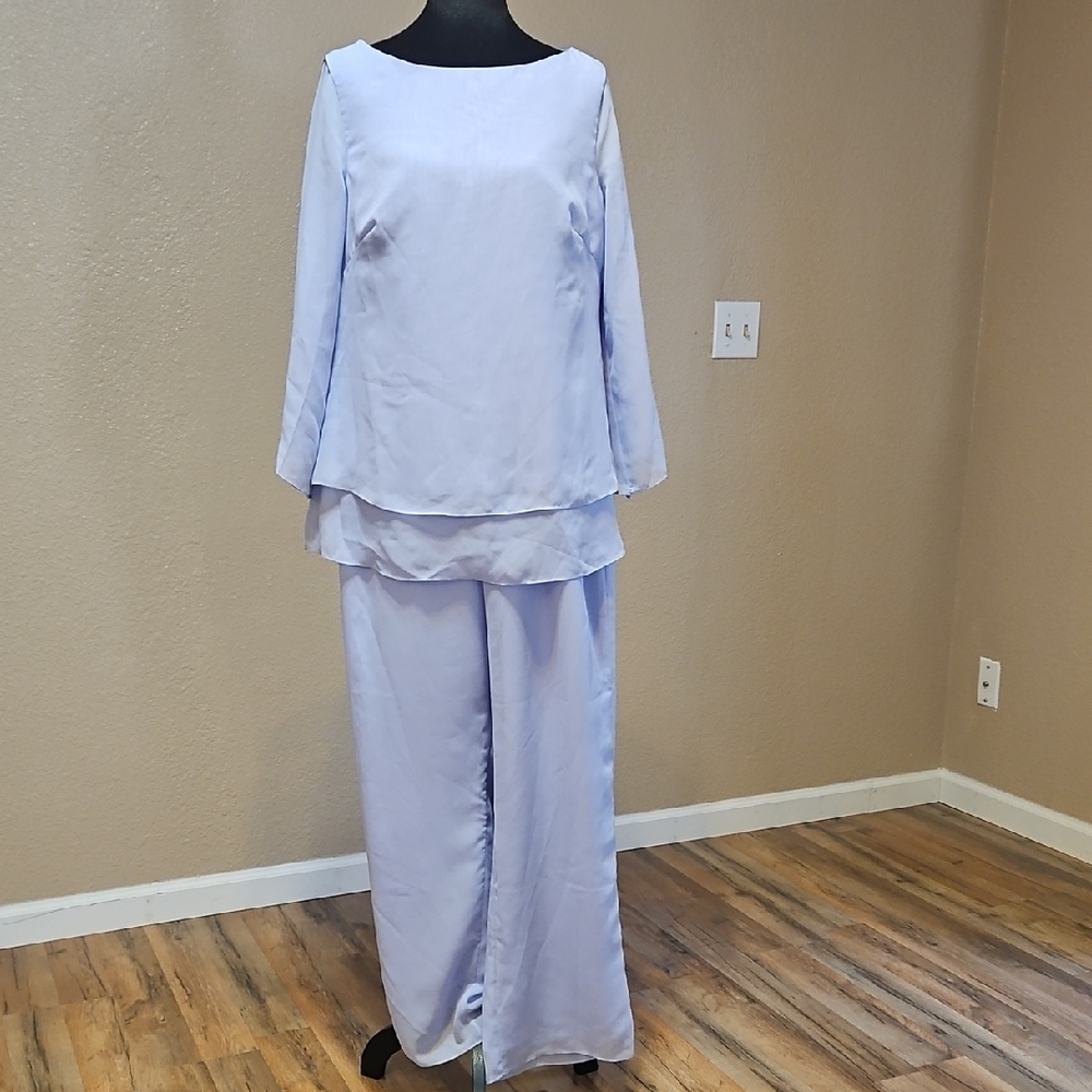 Elegant Light Blue Two-Piece Set